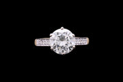 18ct Yellow Gold and White Gold Diamond Single Stone Ring with Diamond Shoulders