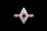 Edwardian 18ct Yellow Gold Diamond and Ruby Marquise Dress Ring