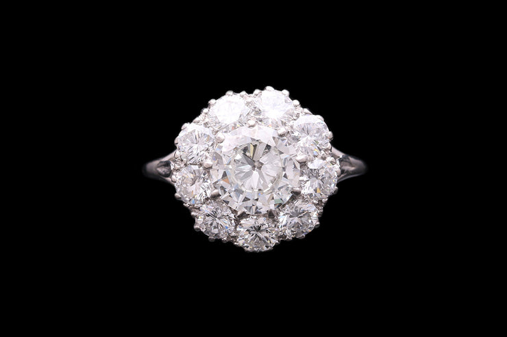 Platinum Diamond Circular Cluster Ring