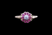 Edwardian 18ct Yellow Gold Diamond and Ruby Cluster Ring