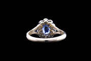 18ct Yellow Gold Diamond and Sapphire Oval Cluster Ring with Split Shoulders