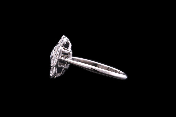 Art Deco 18ct White Gold and Platinum Diamond Square Dress Ring