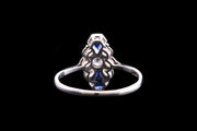 Edwardian 18ct White Gold and Platinum Diamond and Sapphire Dress Ring