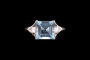 Platinum Diamond and Aquamarine Dress Ring