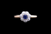 Victorian 18ct Yellow Gold Diamond and Sapphire Cluster Ring