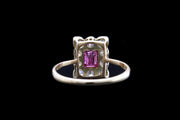 18ct Yellow Gold and Platinum Diamond and Ruby Rectangular Cluster Ring
