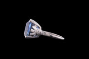 Art Deco Platinum Diamond and Ceylon Sapphire Dress Ring