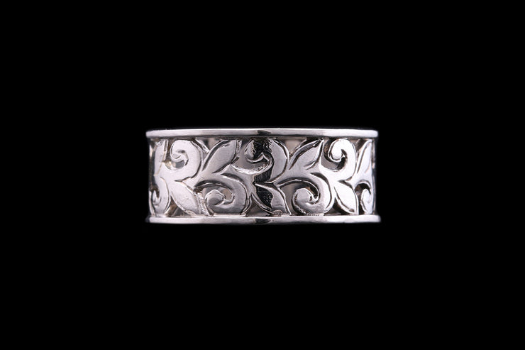Platinum Scroll Pattern Wedding Ring