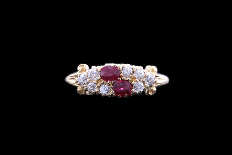 Victorian 18ct Yellow Gold Diamond and Ruby Dress Ring