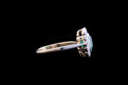 Platinum and 18ct Yellow Gold Diamond and Emerald Square Cluster Ring