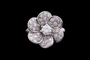 18ct White Gold Diamond Flower Dress Ring