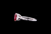 Platinum Burma Ruby Single Stone Ring with Diamond Shoulders