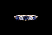 Victorian 18ct Yellow Gold Diamond and Sapphire Five Stone Ring