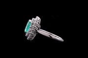 18ct White Gold Diamond and Emerald Double Row Cluster Ring