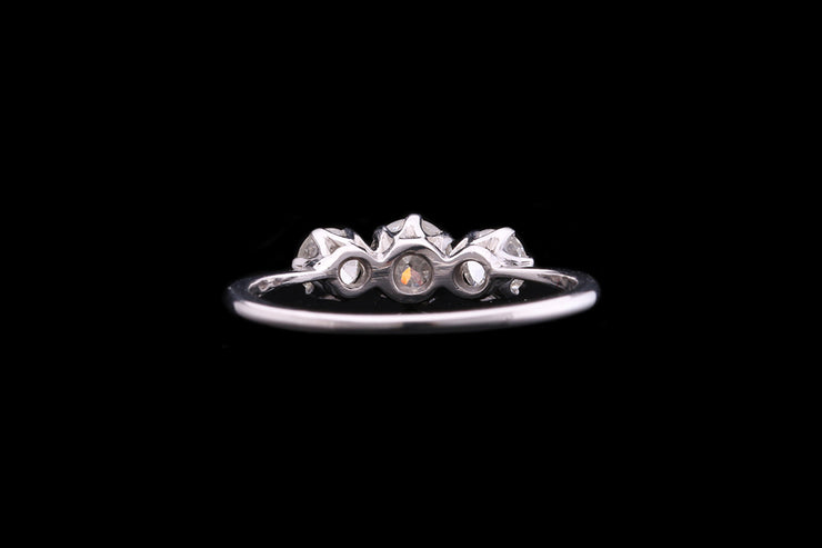Art Deco 18ct White Gold and Platinum Diamond Three Stone Ring