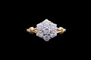 18ct Yellow Gold and White Gold Diamond Cluster Ring with Split Shoulders