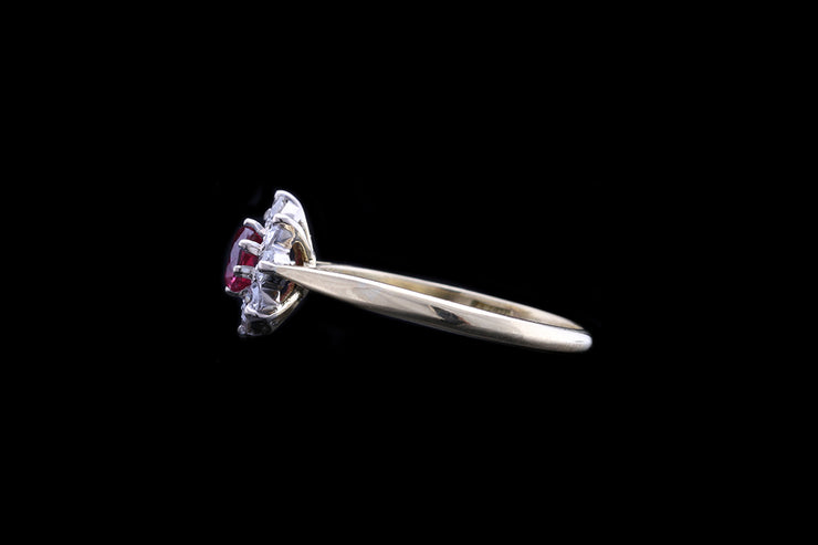 18ct Yellow Gold Diamond and Ruby Cluster Ring