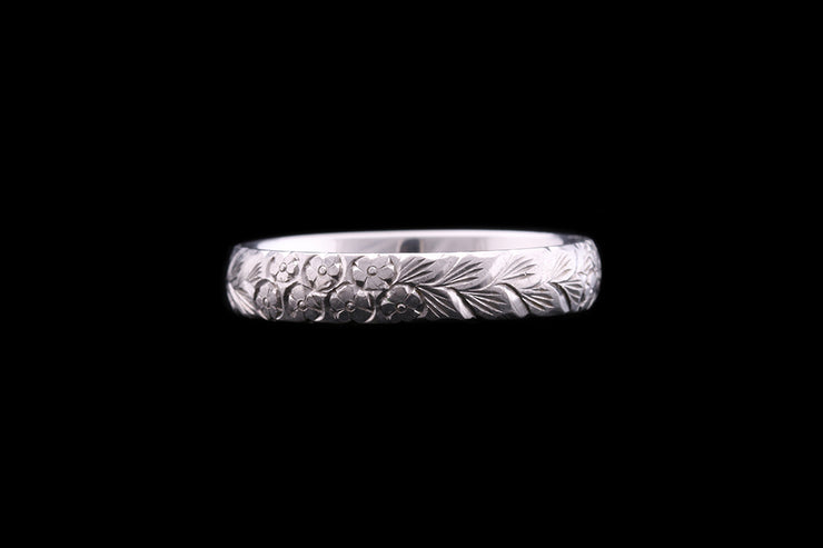 Platinum Engraved Wedding Ring