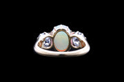 Victorian 18ct Yellow Gold Diamond and Opal Three Stone Ring