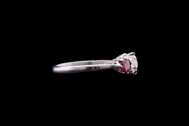 18ct White Gold Diamond and Ruby Five Stone Ring