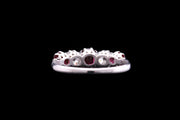 18ct White Gold Diamond and Ruby Five Stone Ring
