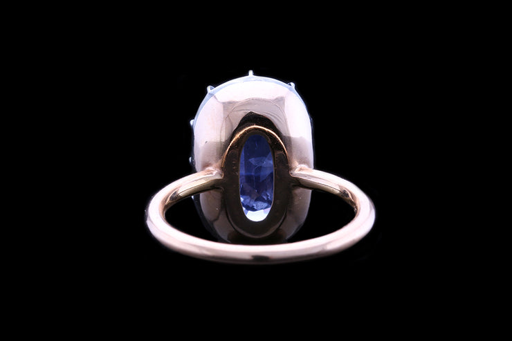18ct Yellow Gold and Silver Sri Lankan Sapphire Single Stone Ring