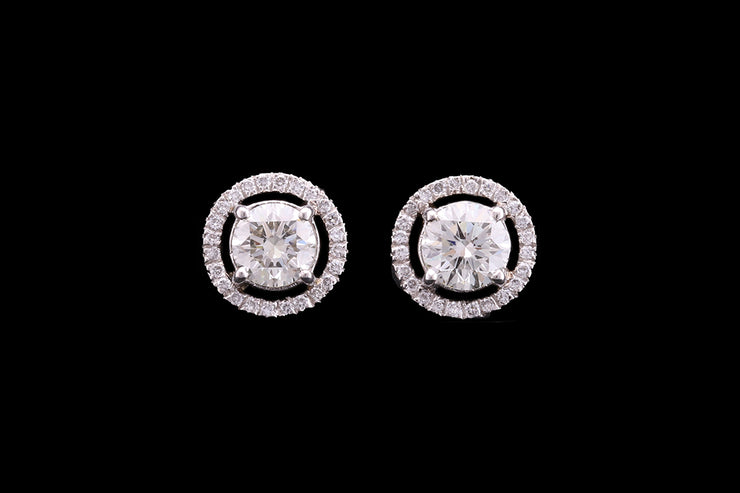 18ct White Gold Diamond Target Stud Earrings