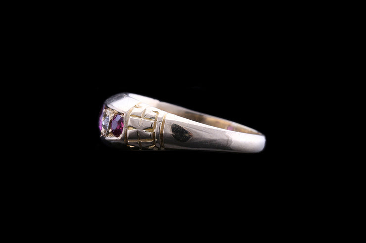 Victorian 18ct Yellow Gold Diamond and Ruby Five Stone Ring