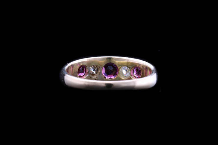 Victorian 18ct Yellow Gold Diamond and Ruby Five Stone Ring