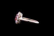 Victorian 18ct Yellow Gold Diamond and Thai Ruby Oval Cluster Ring