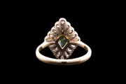 18ct Yellow Gold and Platinum Diamond and Peridot Dress Ring