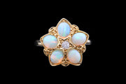 18ct Yellow Gold Diamond and Opal Cluster Ring
