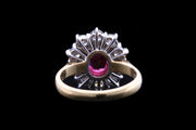 18ct Yellow Gold Diamond and Ruby Oval Cluster Ring