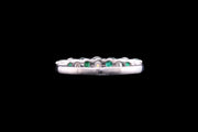 Platinum Diamond and Emerald Seven Stone Ring