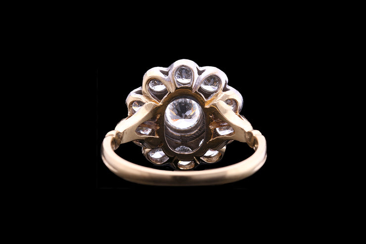 18ct Yellow Gold and White Gold Diamond Cluster Ring
