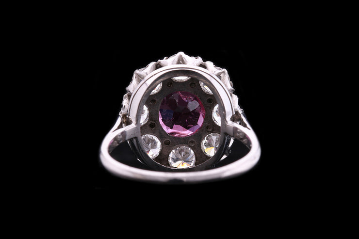 18ct White Gold Diamond and Thai Ruby Round Cluster Ring