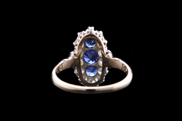 Edwardian 18ct Yellow Gold Diamond and Sapphire Dress Ring