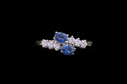 18ct Yellow Gold and White Gold Diamond and Sapphire Two Stone Twist Ring