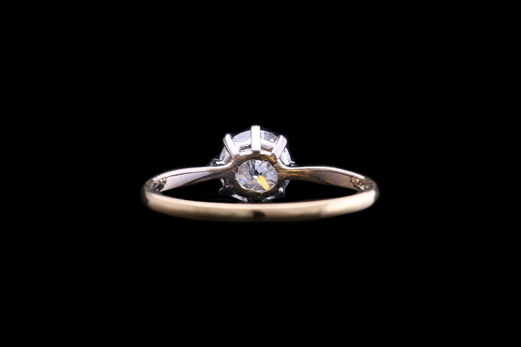 Victorian 18ct Yellow Gold and Platinum Diamond Single Stone Ring
