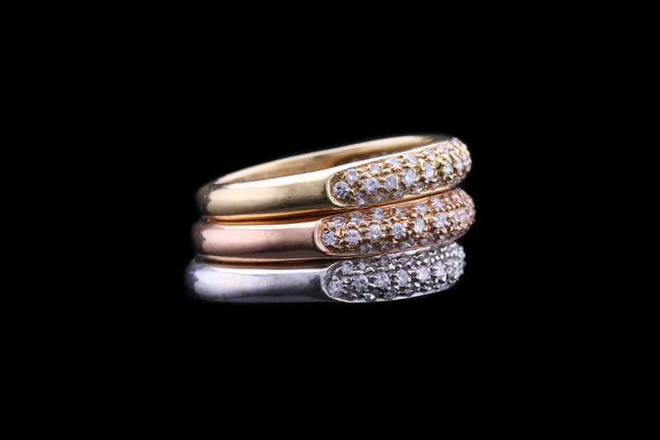 Garrard & Co 18ct Yellow Gold, White Gold and Rose Gold Diamond Triple Half Eternity Ring Set
