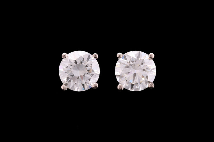18ct White Gold Diamond Solitaire Stud Earrings