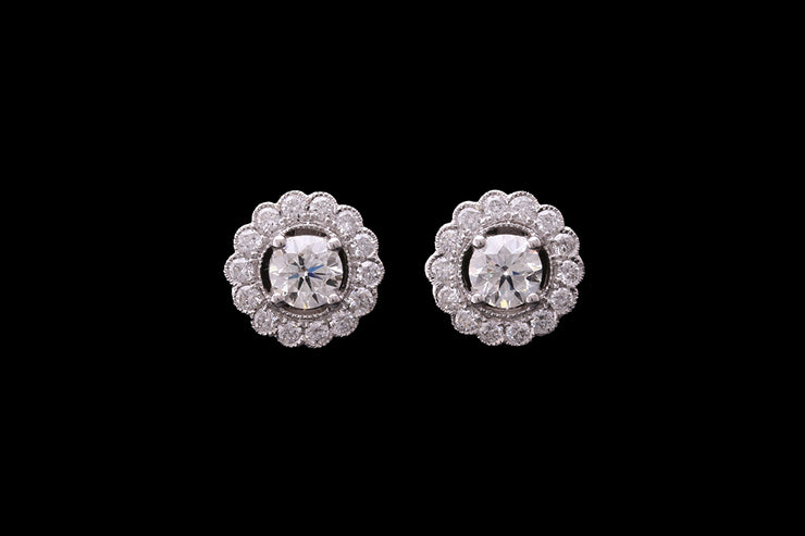 18ct White Gold Diamond Target Stud Earrings