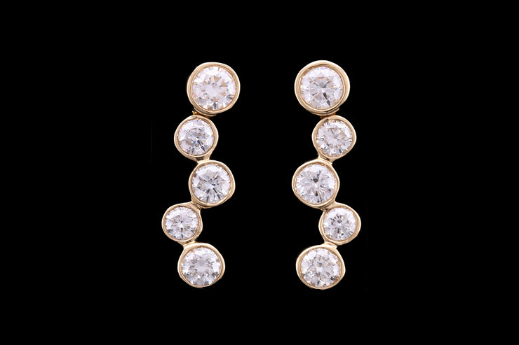 18ct Yellow Gold Diamond Bubble Style Drop Earrings