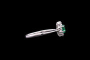 18ct White Gold Diamond and Emerald Cluster Ring