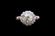 Victorian 18ct Yellow Gold Diamond and Fancy Yellow Diamond Cluster Ring