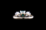 18ct Yellow Gold and White Gold Diamond and Emerald Three Stone Ring