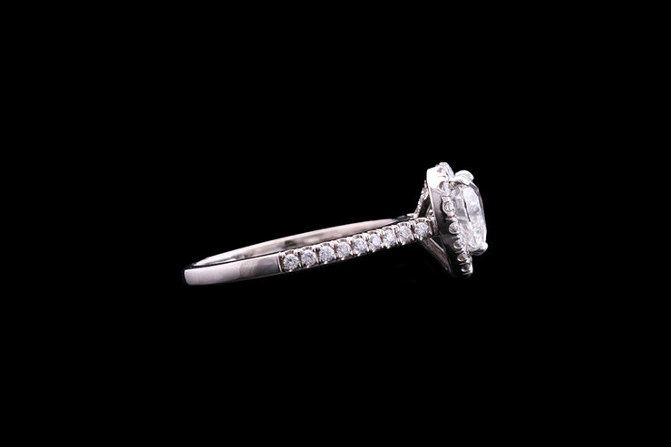 14ct White Gold Diamond Heart Target Ring with Diamond Shoulders