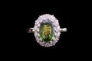 18ct Yellow Gold and White Gold Diamond and Tourmaline Oval Cluster Ring