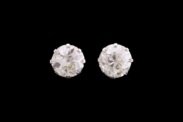 Victorian 18ct White Gold Diamond Solitaire Stud Earrings