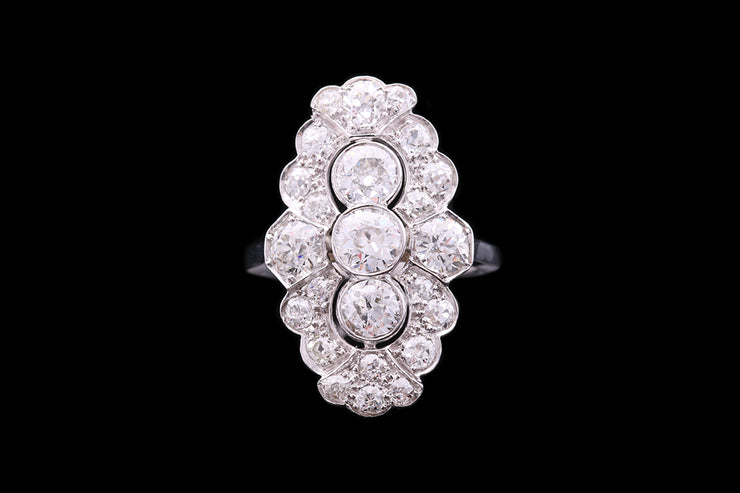 Art Deco 18ct White Gold and Platinum Diamond Dress Ring